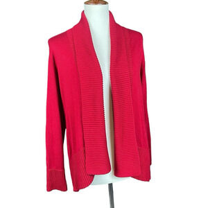 Dress Barn Open Cardigan Sweater Women Size XL Petite Red Drape Casual